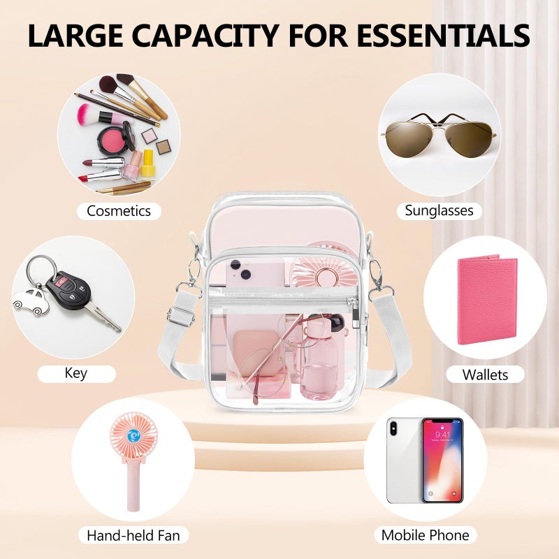 Blvornl Clear Crossbody Bag with Adjustable Shoulder Strap, White-small - Image 5